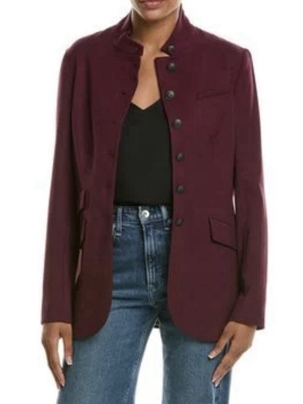 New Rag & Bone Slade Wool Blend Blazer In Burgundy Size 12 $498